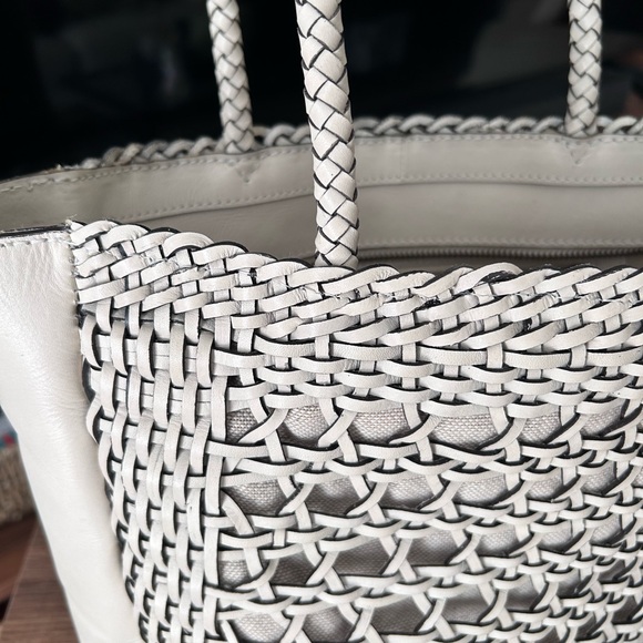 Braided Leather Tote Bag - Cream - Picture 2 of 4